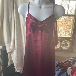 Vintage Embroidered slip with trumpet hem